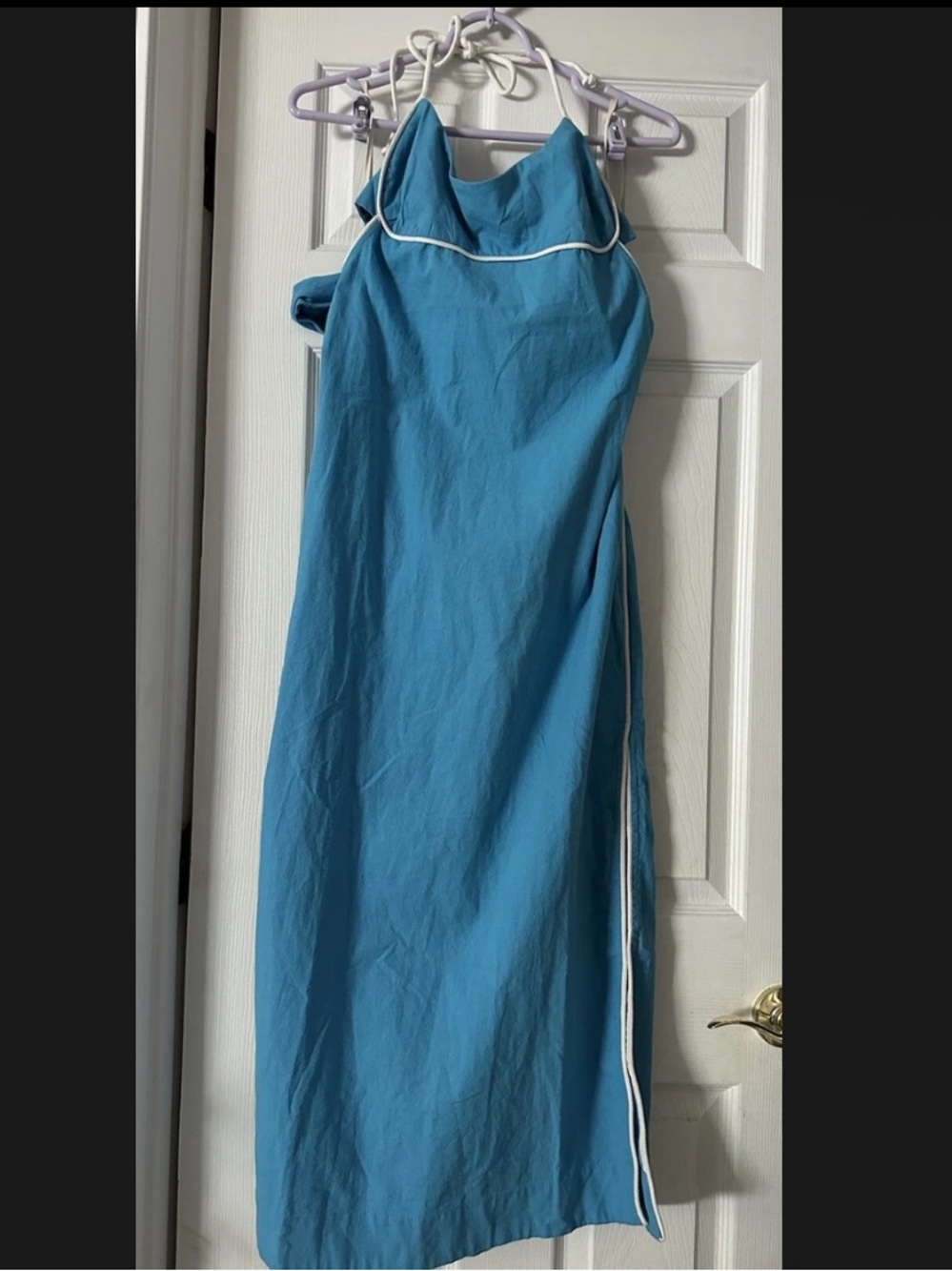 Free People Summer In Capri Midi Dress Tropical Blue Combo Sz Large NWT